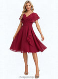 Amara A-line V-Neck Knee-Length Chiffon Homecoming Dress With Ruffle STIP0025716