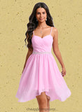 Yazmin A-line Sweetheart Asymmetrical Chiffon Homecoming Dress With Beading STIP0025690