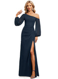 Harper Trumpet/Mermaid Asymmetrical Floor-Length Chiffon Evening Dress With Pleated STIP0020777