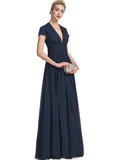 Gina A-line V-Neck Floor-Length Chiffon Evening Dress With Pleated STIP0020833