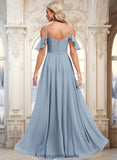 Sanaa A-line Cold Shoulder Floor-Length Chiffon Bridesmaid Dress With Ruffle STIP0025797