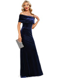 Roberta Sheath/Column Off the Shoulder Floor-Length Velvet Evening Dress STIP0020854