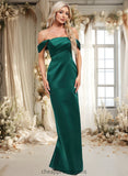 Tiffany Sheath/Column Off the Shoulder Floor-Length Satin Bridesmaid Dress STIP0025815