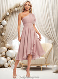 Dakota A-line One Shoulder Asymmetrical Chiffon Bridesmaid Dress With Ruffle STIP0025819