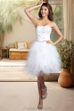 Skylar A-line Sweetheart Knee-Length Satin Tulle Homecoming Dress With Beading Cascading Ruffles Appliques Lace Sequins STIP0020598