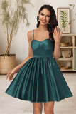 Terri A-line Sweetheart Short/Mini Satin Homecoming Dress STIP0020497