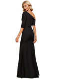 Talia Sheath/Column Asymmetrical Floor-Length Stretch Crepe Evening Dress With Pleated STIP0020792