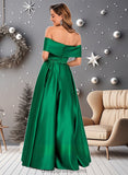 Cheyanne Ball-Gown/Princess Off the Shoulder Floor-Length Satin Prom Dresses STIP0025871