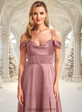 Aniya A-line Cold Shoulder Floor-Length Satin Bridesmaid Dress STIP0025750