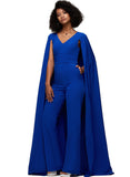 Amya Jumpsuit/Pantsuit V-Neck Floor-Length Stretch Crepe Evening Dress STIP0020953