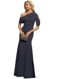 Virginia Trumpet/Mermaid Asymmetrical Floor-Length Chiffon Evening Dress With Pleated STIP0020825