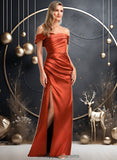 Giovanna A-line Off the Shoulder Floor-Length Stretch Satin Bridesmaid Dress STIP0025757