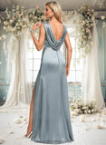 Iris A-line Scoop Cowl Floor-Length Stretch Satin Prom Dresses STIP0025878