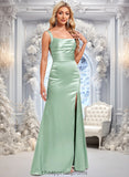 Kinsley Trumpet/Mermaid Square Floor-Length Stretch Satin Bridesmaid Dress STIP0025784