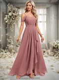 Hannah A-line Cold Shoulder Asymmetrical Chiffon Bridesmaid Dress STIP0025823