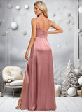 Nola A-line Cowl Floor-Length Stretch Satin Prom Dresses STIP0025881