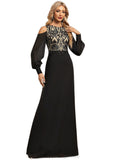 Lilyana Sheath/Column Scoop Floor-Length Chiffon Lace Evening Dress With Sequins STIP0020864