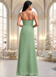 Destiney A-line Cowl Floor-Length Chiffon Bridesmaid Dress STIP0025741