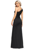 Lorena Sheath/Column One Shoulder Floor-Length Lace Jersey Evening Dress With Pleated STIP0020884