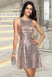 Sophie A-line Scoop Short/Mini Sequin Homecoming Dress With Sequins STIP0020584