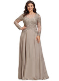 Kaylen A-line Scoop Illusion Floor-Length Chiffon Lace Evening Dress With Beading Sequins STIP0020924