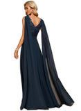 Kristina A-line V-Neck Floor-Length Chiffon Lace Evening Dress With Sequins STIP0020990