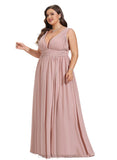 Carissa A-line V-Neck Floor-Length Chiffon Evening Dress With Pleated STIP0020827