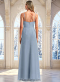 Tiara A-line V-Neck Floor-Length Chiffon Bridesmaid Dress STIP0025726