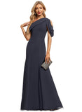 Virginia Trumpet/Mermaid Asymmetrical Floor-Length Chiffon Evening Dress With Pleated STIP0020825