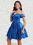 Zion Ball-Gown/Princess Off the Shoulder Short Satin Homecoming Dress STIP0025680