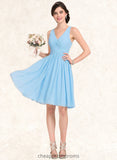 Vicky A-line V-Neck Knee-Length Chiffon Homecoming Dress With Ruffle STIP0025703