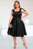 Sonia A-line Square Knee-Length Satin Homecoming Dress With Bow STIP0020556