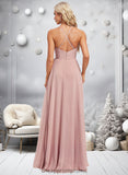 Jazmin A-line Halter Floor-Length Chiffon Bridesmaid Dress STIP0025821