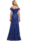 Amiah Trumpet/Mermaid Off the Shoulder Floor-Length Chiffon Lace Sequin Evening Dress STIP0020872