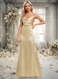 Gwen Trumpet/Mermaid Cowl Floor-Length Stretch Satin Bridesmaid Dress STIP0025792