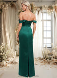 Tiffany Sheath/Column Off the Shoulder Floor-Length Satin Bridesmaid Dress STIP0025815