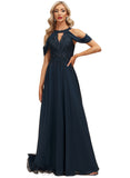 Luz A-line Cold Shoulder Scoop Floor-Length Chiffon Lace Evening Dress With Sequins STIP0020808