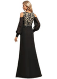 Lilyana Sheath/Column Scoop Floor-Length Chiffon Lace Evening Dress With Sequins STIP0020864