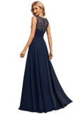 Violet Trumpet/Mermaid V-Neck Floor-Length Chiffon Lace Sequin Evening Dress With Pleated STIP0020783