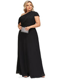 Alia A-line Asymmetrical Floor-Length Chiffon Evening Dress With Pleated STIP0020774