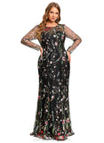 Jaden Sheath/Column Boat Neck Illusion Floor-Length Lace Evening Dress STIP0020796