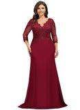 Dayanara Trumpet/Mermaid V-Neck Sweep Train Chiffon Lace Evening Dress With Sequins STIP0020849