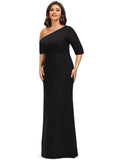 Talia Sheath/Column Asymmetrical Floor-Length Stretch Crepe Evening Dress With Pleated STIP0020792