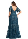 Emilee Sheath/Column Scoop Illusion Floor-Length Lace Evening Dress STIP0020948