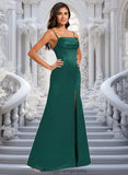 Toni Trumpet/Mermaid Off the Shoulder Square Floor-Length Satin Prom Dresses With Ruffle STIP0025883