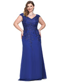 Tiffany Sheath/Column V-Neck Floor-Length Chiffon Lace Evening Dress With Sequins STIP0020840