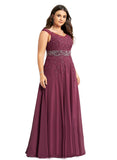 Iris A-line V-Neck Floor-Length Chiffon Lace Evening Dress With Beading Rhinestone Sequins STIP0020816