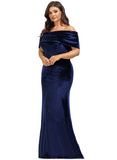 Roberta Sheath/Column Off the Shoulder Floor-Length Velvet Evening Dress STIP0020854