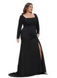 Zaria Sheath/Column Square Sweep Train Jersey Evening Dress STIP0020954