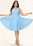 Vicky A-line V-Neck Knee-Length Chiffon Homecoming Dress With Ruffle STIP0025703